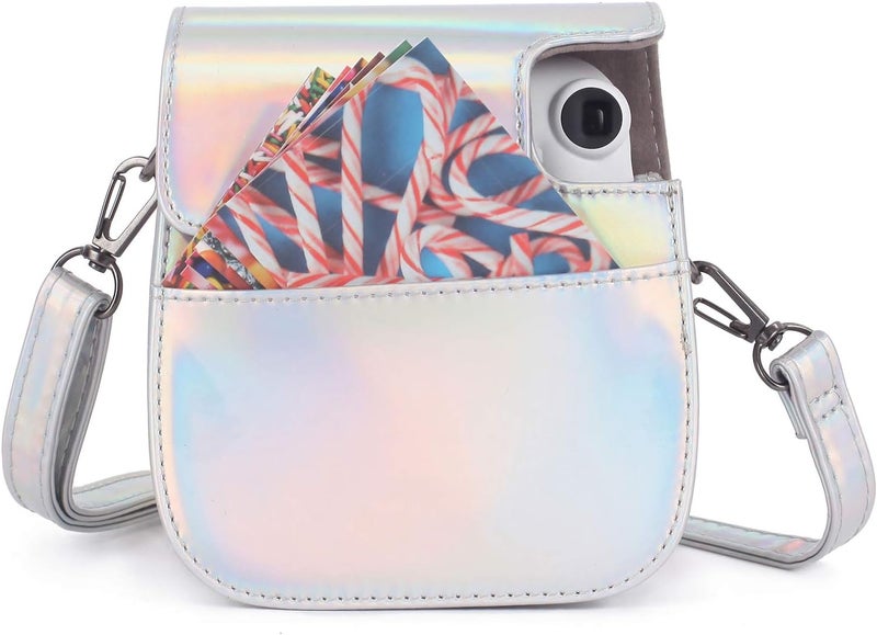 Phetium Instant mini 12 Camera Protective Case Compatible with Instax Mini 12 11,PU Leather Bag with Pocket and Adjustable Shoulder Strap (Magic Silver) - Image 4